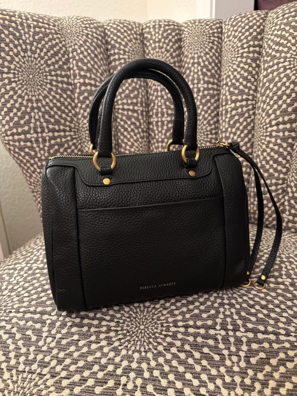 Rebecca Minkoff Mab Black Leather Small Speedy Top Handle Satchel Bag w/ Strap - Picture 4 of 16